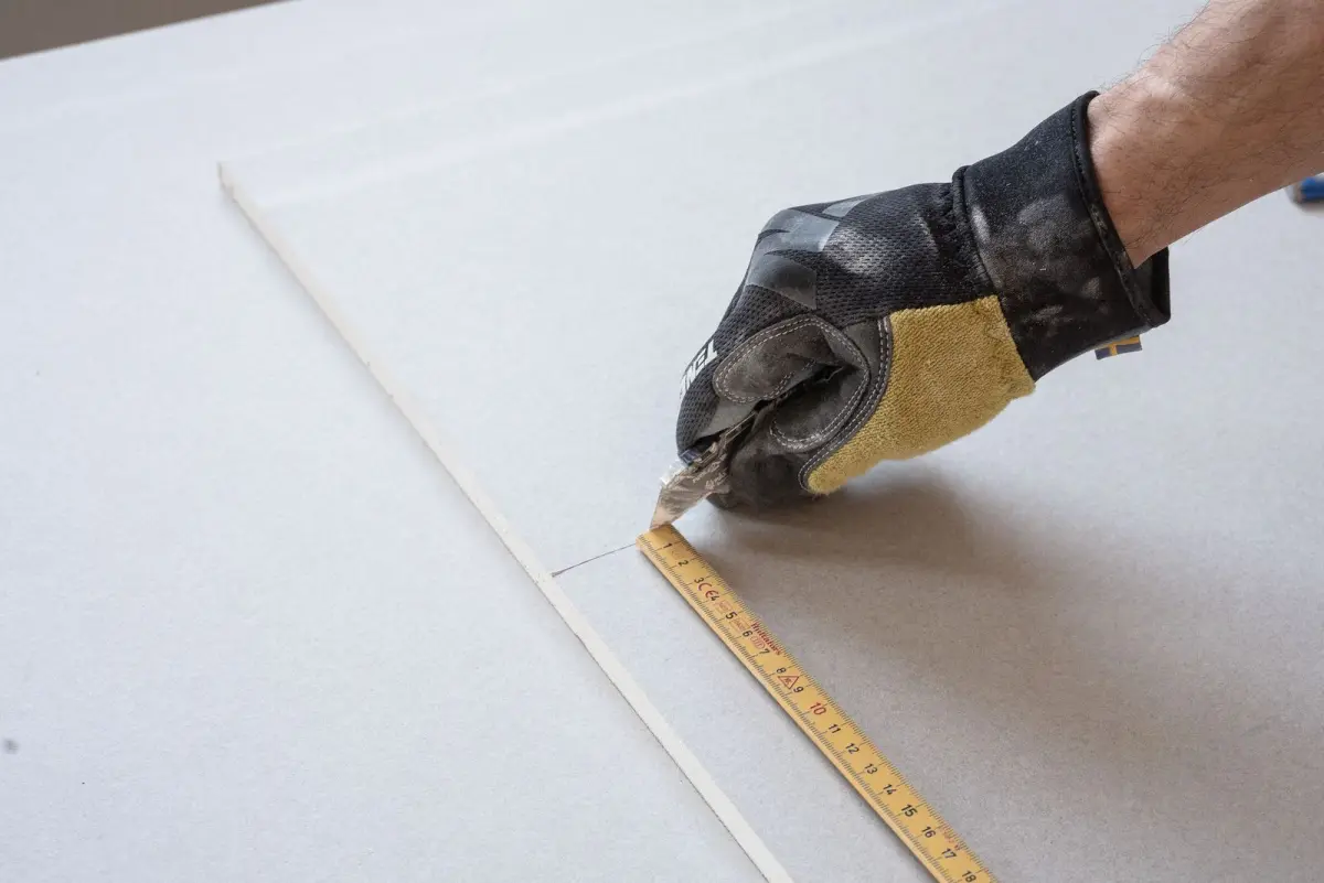 Prise de mesures sur un chantier de rénovation intérieure
